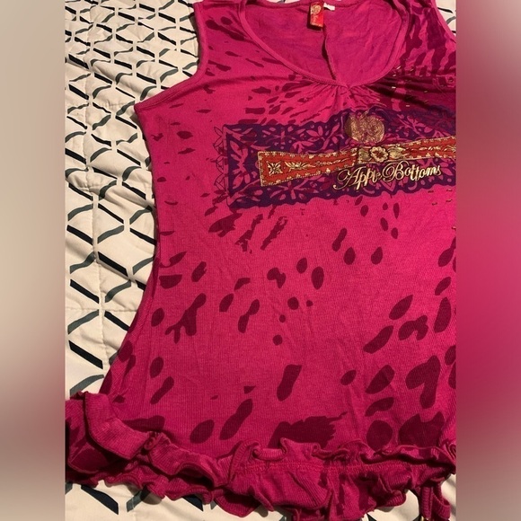 NWOT rare Y2K 2000s Apple Bottoms 3X tank top, ruffled hem and drawstring back - Picture 4 of 12